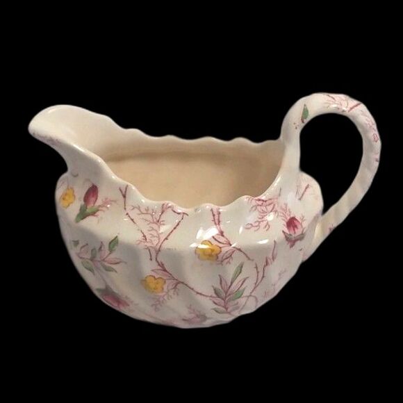 Vintage Creamer "Rosebud Chintz" Copeland Spode England Ripple Edged 3"x 4"x 5" - Picture 3 of 6
